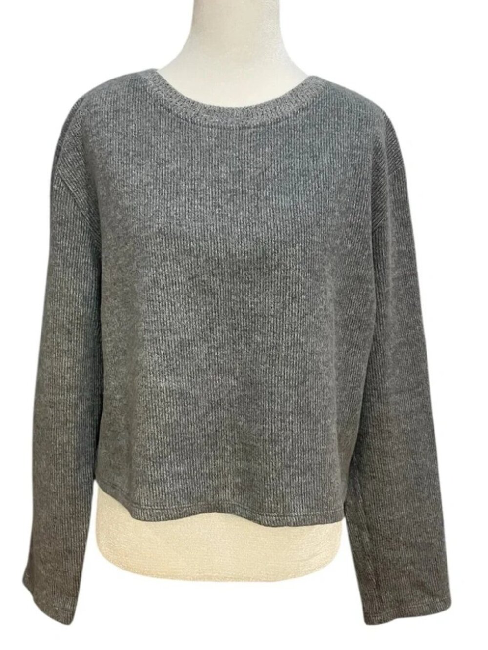 Gray Cropped Knit Sweater